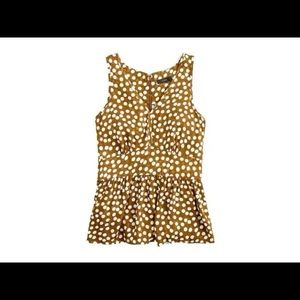 New J.Crew Silky Polka Dot Peplum Top